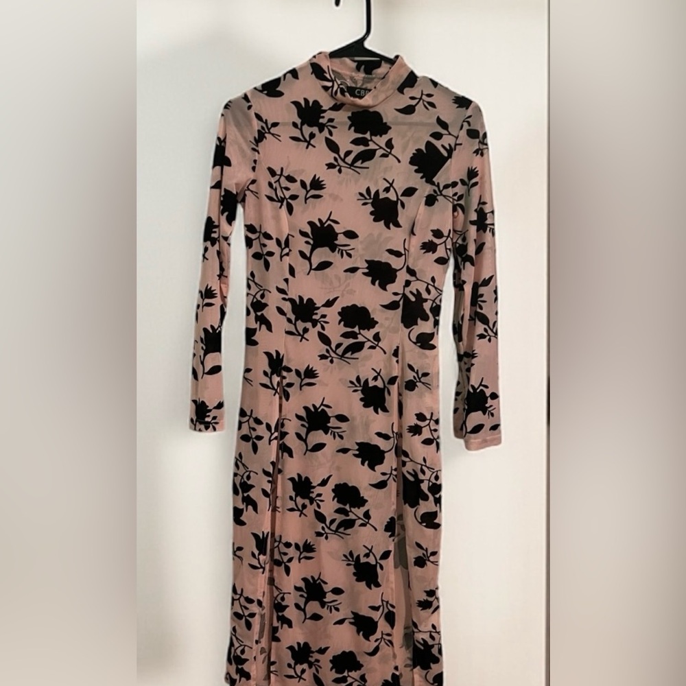 CBR Blush and Black Floral Long Sleeve Dress
